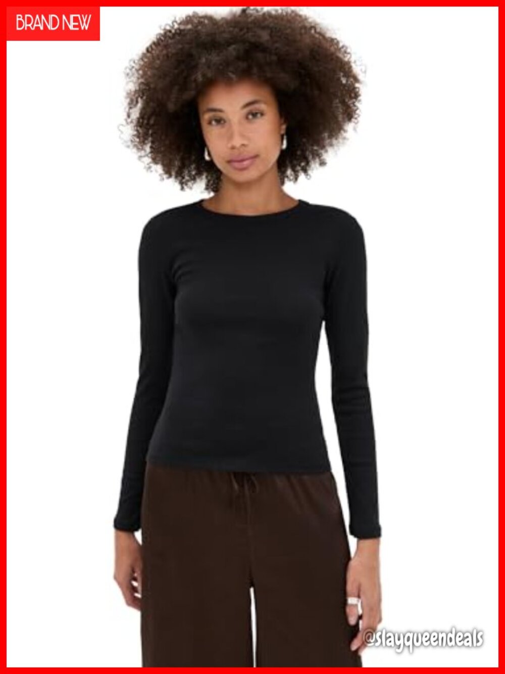 Leset Nando Slim Fit Long Sleeve Tunic Crew Neck Pullover Women's Top